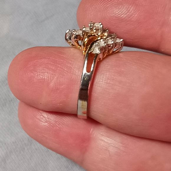 Vintage Gold Plated and CZ Cocktail Ring Size 7 - Picture 12 of 16